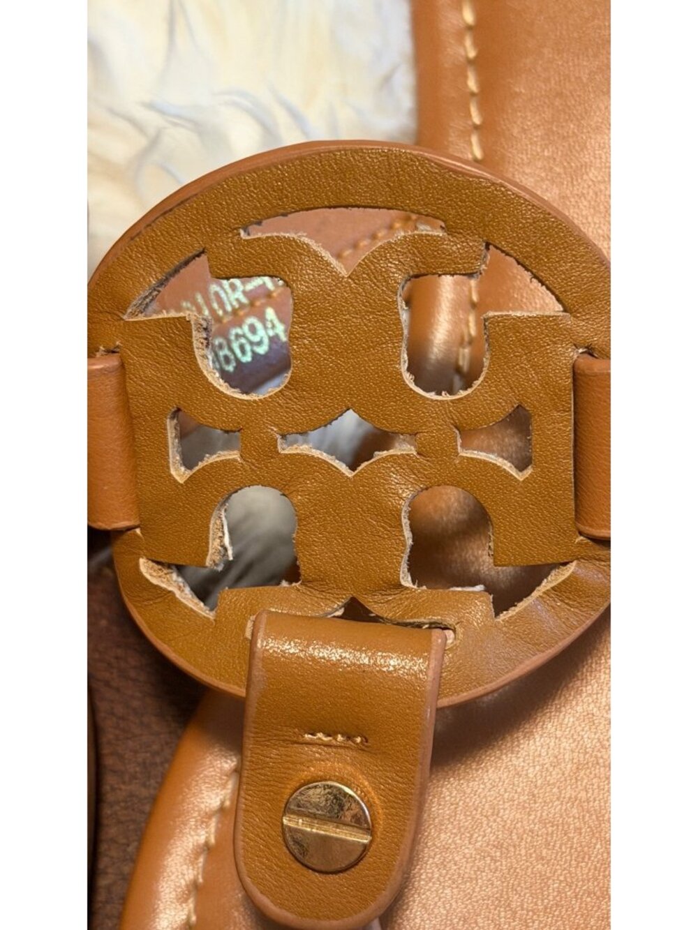 Tory Burch Miller Womens Honey Brown Sandals Size 6.5 Thong Leather Casual Slip- - Picture 2 of 6